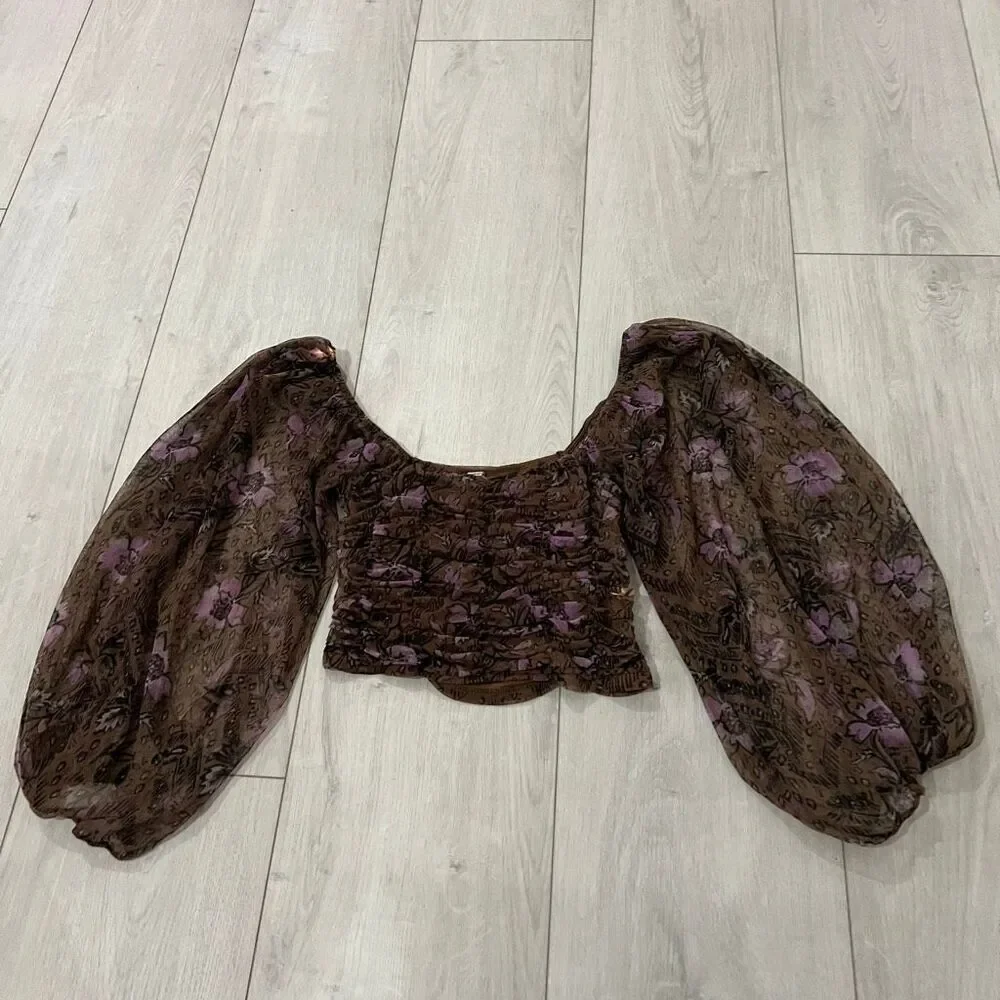 FREE PEOPLE Lilia Crop Top In Olive Combo size s